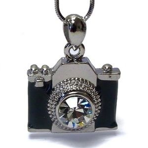 Camera Necklace in White Gold